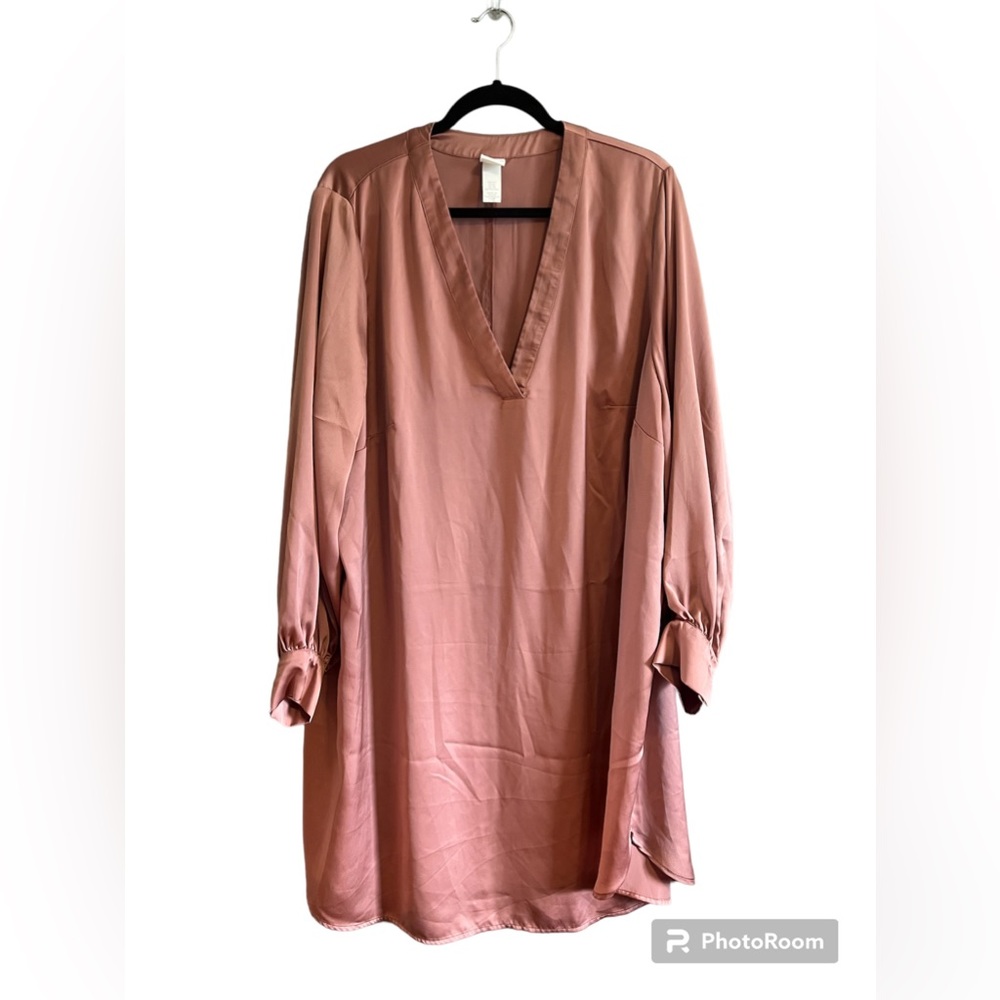H&M Satin/Silky Long Sleeve Midi Dress XL